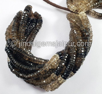 Smoky Quartz Shaded Faceted Tyre Shape Beads Smoky Quartz Shaded Faceted Tyre Shape Beads