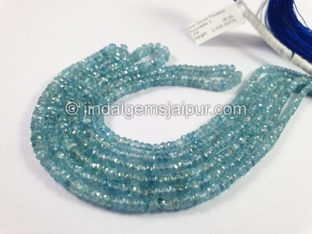 Blue Zircon Faceted Roundelle Shape Beads Blue Zircon Faceted Roundelle Shape Beads