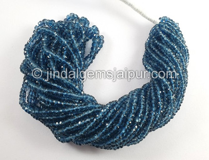 London Blue Topaz Faceted Roundelle Shape Beads