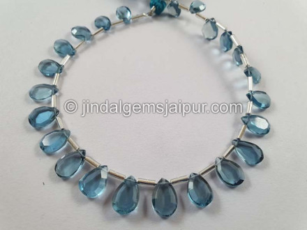 London Blue Topaz Table Cut Pear Beads