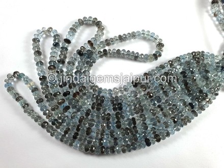 Moss Aquamarine Faceted Roundelle Shape Medium Beads