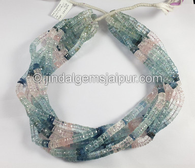 Multi Aquamarine Faceted Tyre Shape Beads