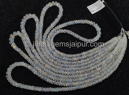 White Rainbow Madagascar Faceted Roundelle Shape Beads