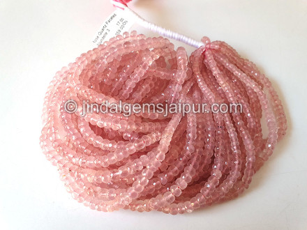 Rose Quartz Faceted Roundelle Shape Beads Rose Quartz Faceted Roundelle Shape Beads