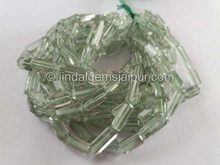 Green Amethyst Step Cut Cylinder Beads Green Amethyst Step Cut Cylinder Beads