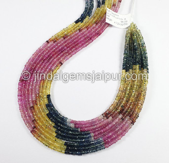Multi Sapphire Faceted Roundelle Shape Beads
