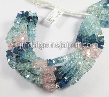 Multi Aquamarine Step Cut Bolt Shape Beads