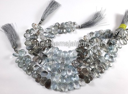 Moss Aquamarine Faceted Pear Shape Beads