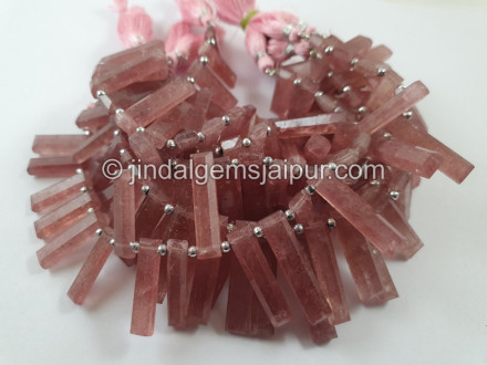 Pink Strawberry Quartz Cut Baguette Beads Pink Strawberry Quartz Cut Baguette Beads
