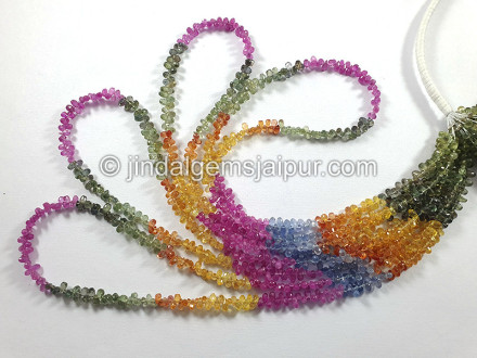 Natural Multi Sapphire Faceted Drops Shape Beads