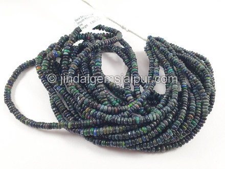 Black Ethiopian Opal Smooth Roundelle Shape Beads Black Ethiopian Opal Smooth Roundelle Shape Beads