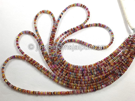 Natural Multi Sapphire Smooth Roundelle Shape Beads