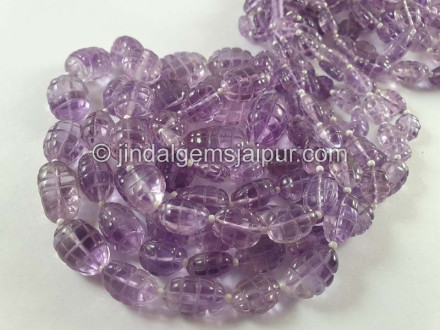 Pink Amethyst Carved Barrel Beads Pink Amethyst Carved Barrel Beads