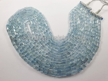 Aquamarine Step Cut Pipe Shape Beads