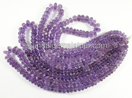 Amethyst Carved Pumpkin Shape Beads