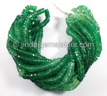 Green Onyx Faceted Tyre Shape Beads