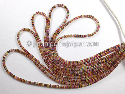 Natural Multi Sapphire Smooth Roundelle Shape Beads