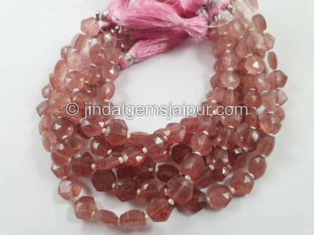 Pink Strawberry Quartz Faceted Hexagon Beads Pink Strawberry Quartz Faceted Hexagon Beads