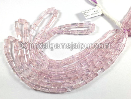Pink Morganite Step Cut Pipe Shape Beads Pink Morganite Step Cut Pipe Shape Beads