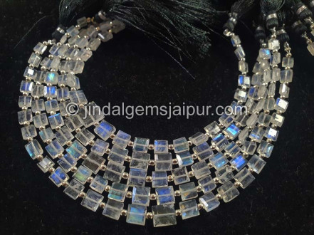 Rainbow Moonstone Cut Square Beads