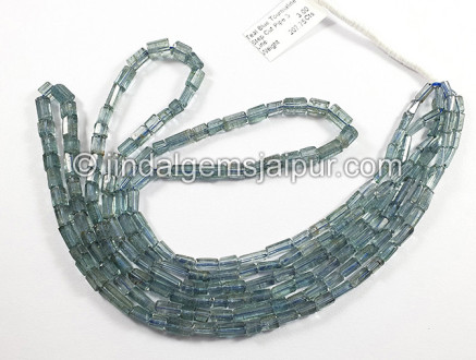 Teal Blue Tourmaline Step Cut Pipe Shape Beads Teal Blue Tourmaline Step Cut Pipe Shape Beads
