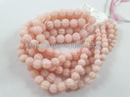 Pink Opal Carved Melon Beads