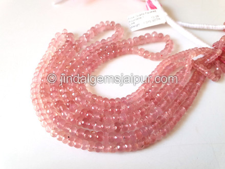 Rose Quartz Faceted Roundelle Shape Beads Rose Quartz Faceted Roundelle Shape Beads