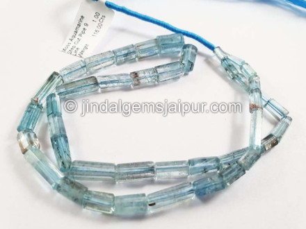Moss Aquamarine Step Cut Pipe Shape Beads Moss Aquamarine Step Cut Pipe Shape Beads
