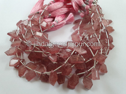 Pink Strawberry Quartz Flat Fancy Shape Beads Pink Strawberry Quartz Flat Fancy Shape Beads