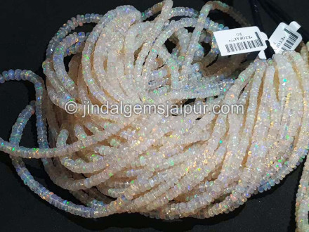 White Ethiopian Opal Faceted Roundelle Shape Beads White Ethiopian Opal Faceted Roundelle Shape Beads