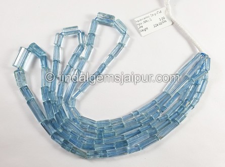 Aquamarine Step Cut Pipe Shape Beads