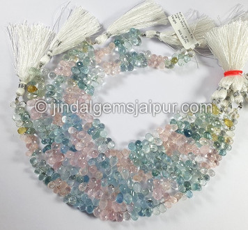 Multi Aquamarine Faceted Drops Shape Medium Beads
