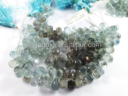 Moss Aquamarine Smooth Drops Shape Beads Moss Aquamarine Smooth Drops Shape Beads