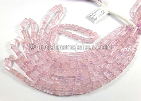 Pink Morganite Step Cut Pipe Shape Beads Pink Morganite Step Cut Pipe Shape Beads