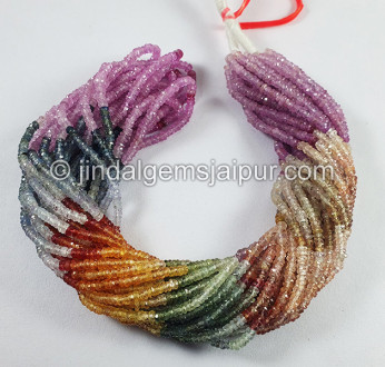Multi Sapphire Faceted Roundelle Shape Beads