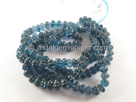 London Blue Topaz Carved Pumpkin Beads