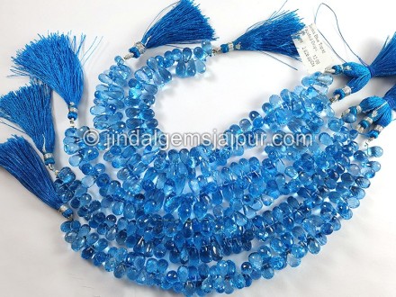 Swiss Blue Topaz Faceted Drops Shape Beads