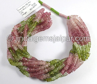 Pastel Tourmaline Faceted Tyre Shape Medium Beads
