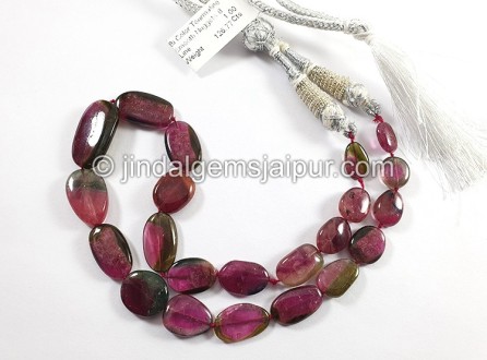 Bi Color Tourmaline Smooth Nuggets Shape Beads