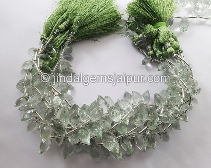 Green Amethyst Faceted Dew Drops Shape Beads