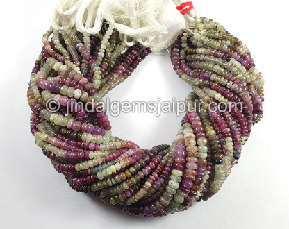 Natural Multi Sapphire Smooth Roundelle Shape Beads