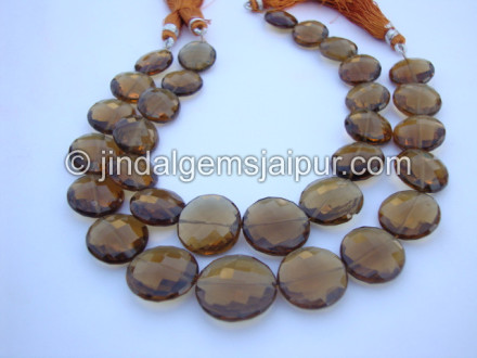Cognac Quartz Faceted Coin Shape Beads