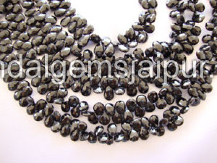 Black Spinel Briollete Pear Shape Beads Black Spinel Briollete Pear Shape Beads