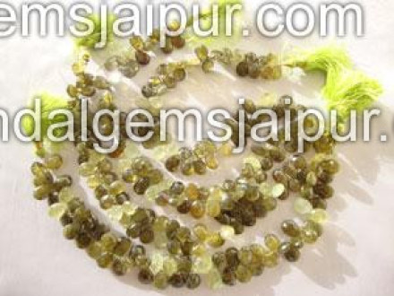 Grossular Garnet Briollete Pear Shape Beads