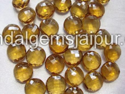Cognac Quartz Briollete Round Shape Beads