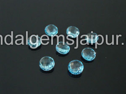 Sky Blue Topaz Briollete Round Beads
