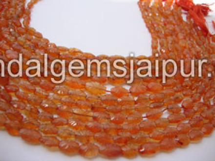 Carnelian Cut Carved Oval Shape Beads