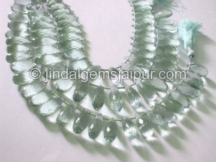 Green Amethyst Faceted Long Drops Shape Beads