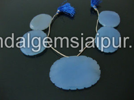 Blue Chalsydony Faceted Oval Shape Beads