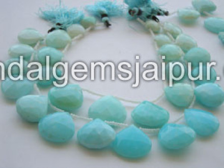 Blue Opel Faceted Heart Shape Beads